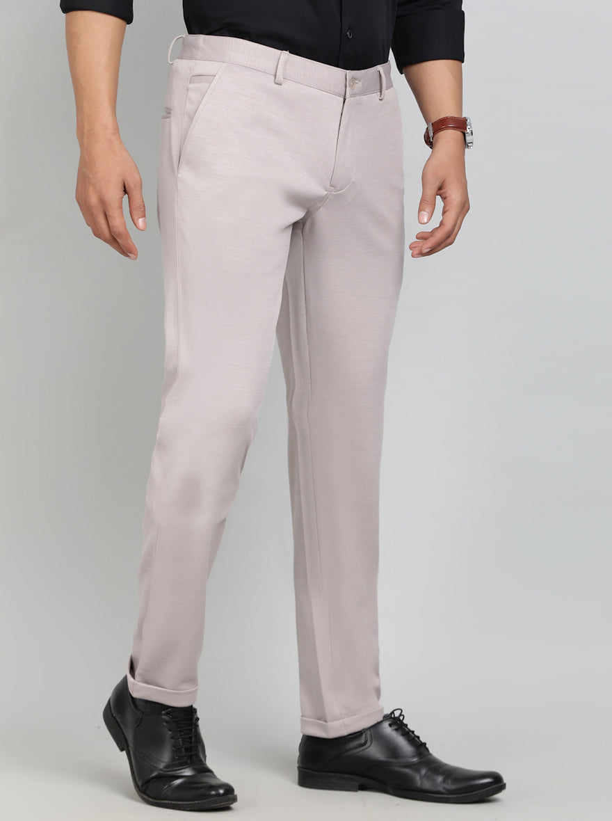 Dusty Pink Solid Slim Fit Club Wear Trouser | Greenfibre