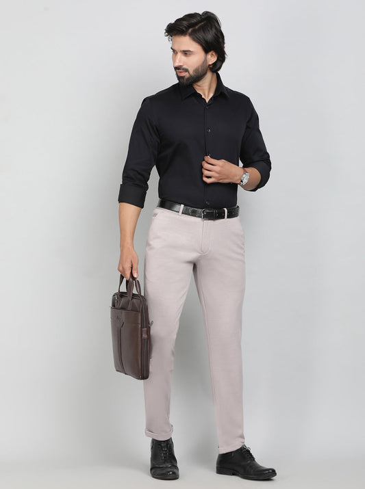 Dusty Pink Solid Slim Fit Club Wear Trouser | Greenfibre