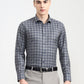 Dark Blue Checked Slim Fit Formal Shirt | Greenfibre