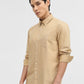 Khaki Solid Slim Fit Casual Shirt | Greenfibre
