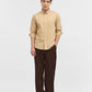 Khaki Solid Slim Fit Casual Shirt | Greenfibre