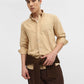 Khaki Solid Slim Fit Casual Shirt | Greenfibre