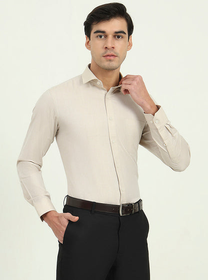 Fawn Solid Slim Fit Formal Shirt | Greenfibre