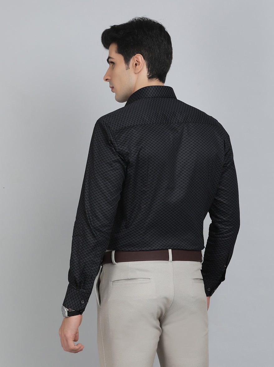 Black Printed Slim Fit Party Wear Shirt | Greenfibre
