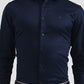 Navy Blue Solid Slim Fit Party Wear Shirt | Greenfibre