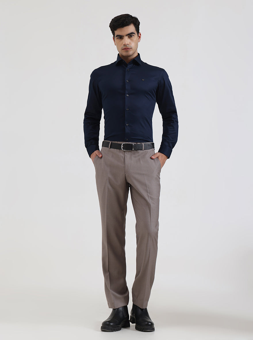 Navy Blue Solid Slim Fit Party Wear Shirt | Greenfibre