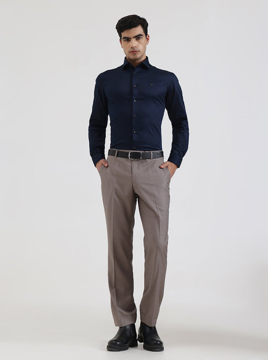 Navy Blue Solid Slim Fit Party Wear Shirt | Greenfibre