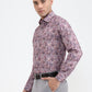 Dusty Pink Printed Slim Fit Party Wear Shirt | Greenfibre