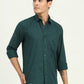 Bottle Green Printed Slim Fit Semi Casual Shirt | Greenfibre