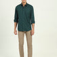 Bottle Green Printed Slim Fit Semi Casual Shirt | Greenfibre