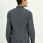 Navy Blue Printed Slim Fit Semi Casual Shirt | Greenfibre