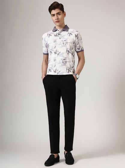 Black Solid Neo Fit Casual Trouser | Greenfibre