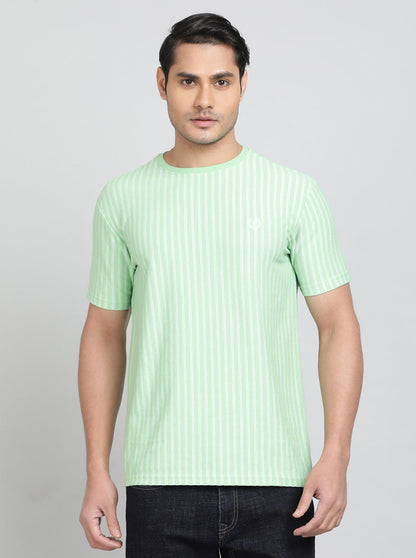 Green Striped Slim Fit T-Shirt | Greenfibre