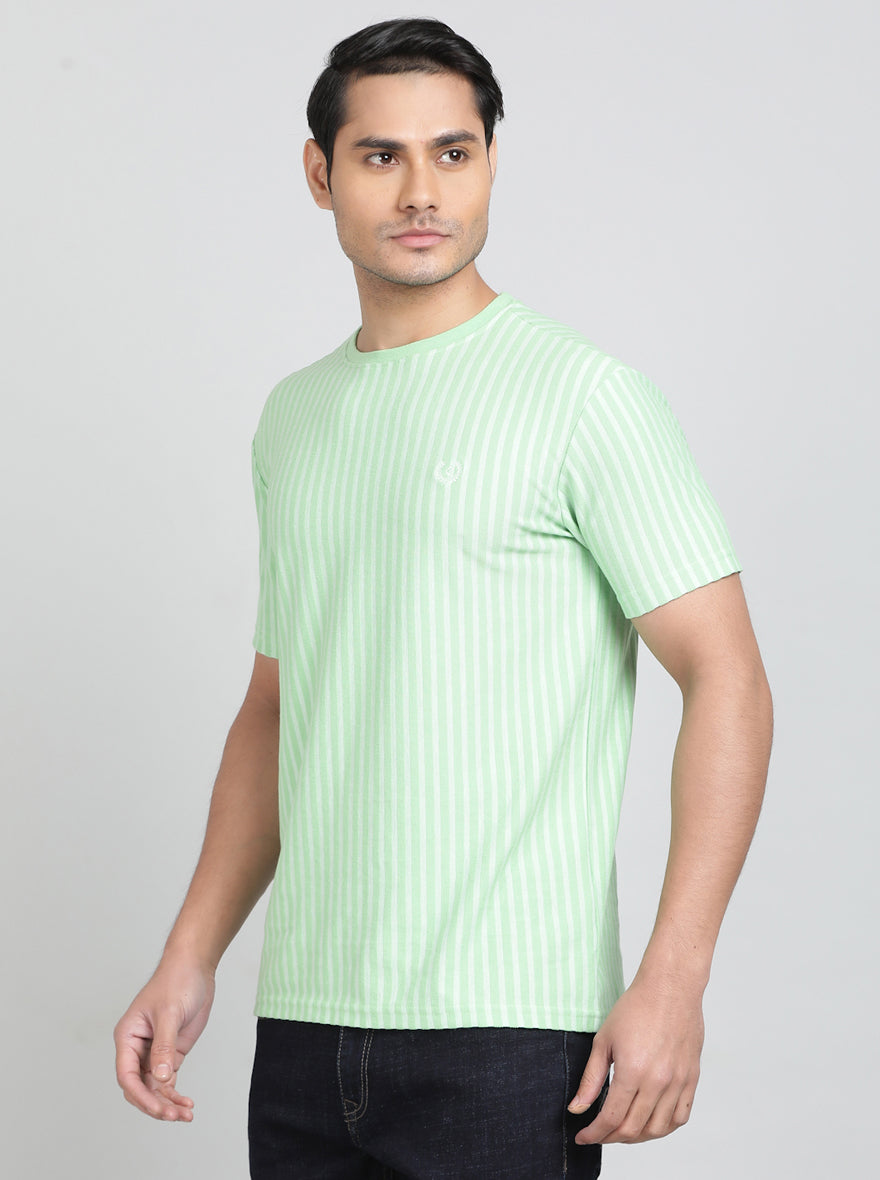 Green Striped Slim Fit T-Shirt | Greenfibre