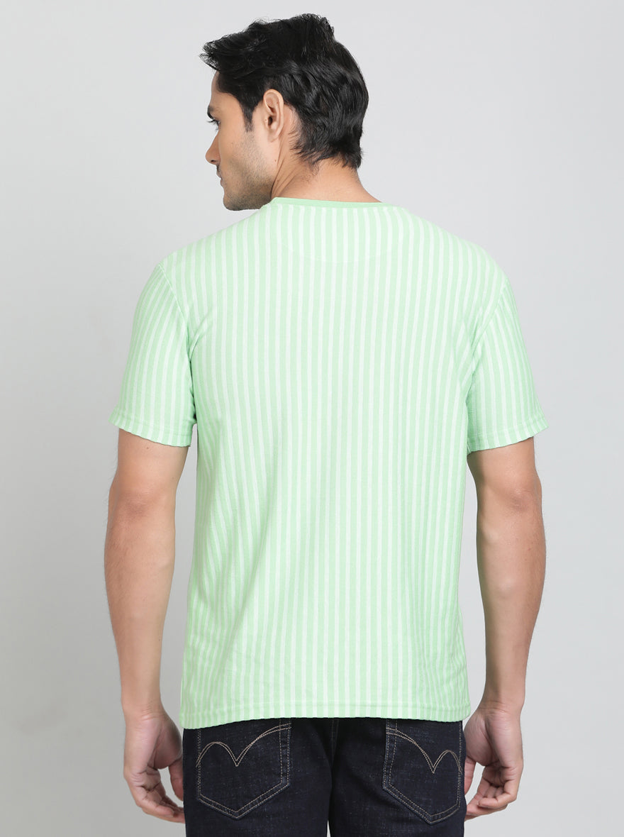 Green Striped Slim Fit T-Shirt | Greenfibre
