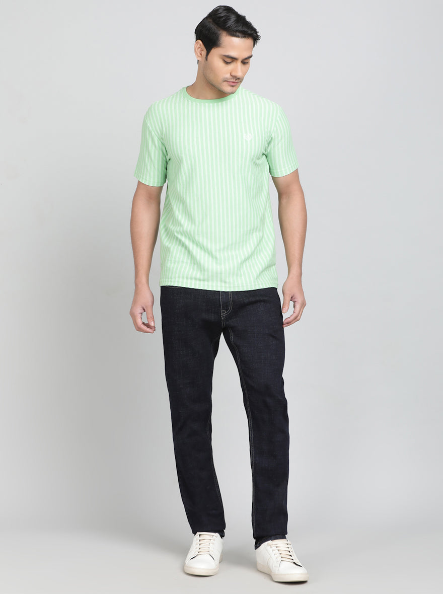 Green Striped Slim Fit T-Shirt | Greenfibre