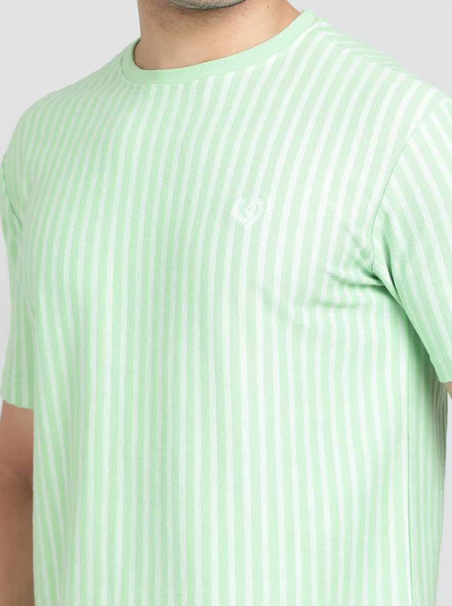 Green Striped Slim Fit T-Shirt | Greenfibre
