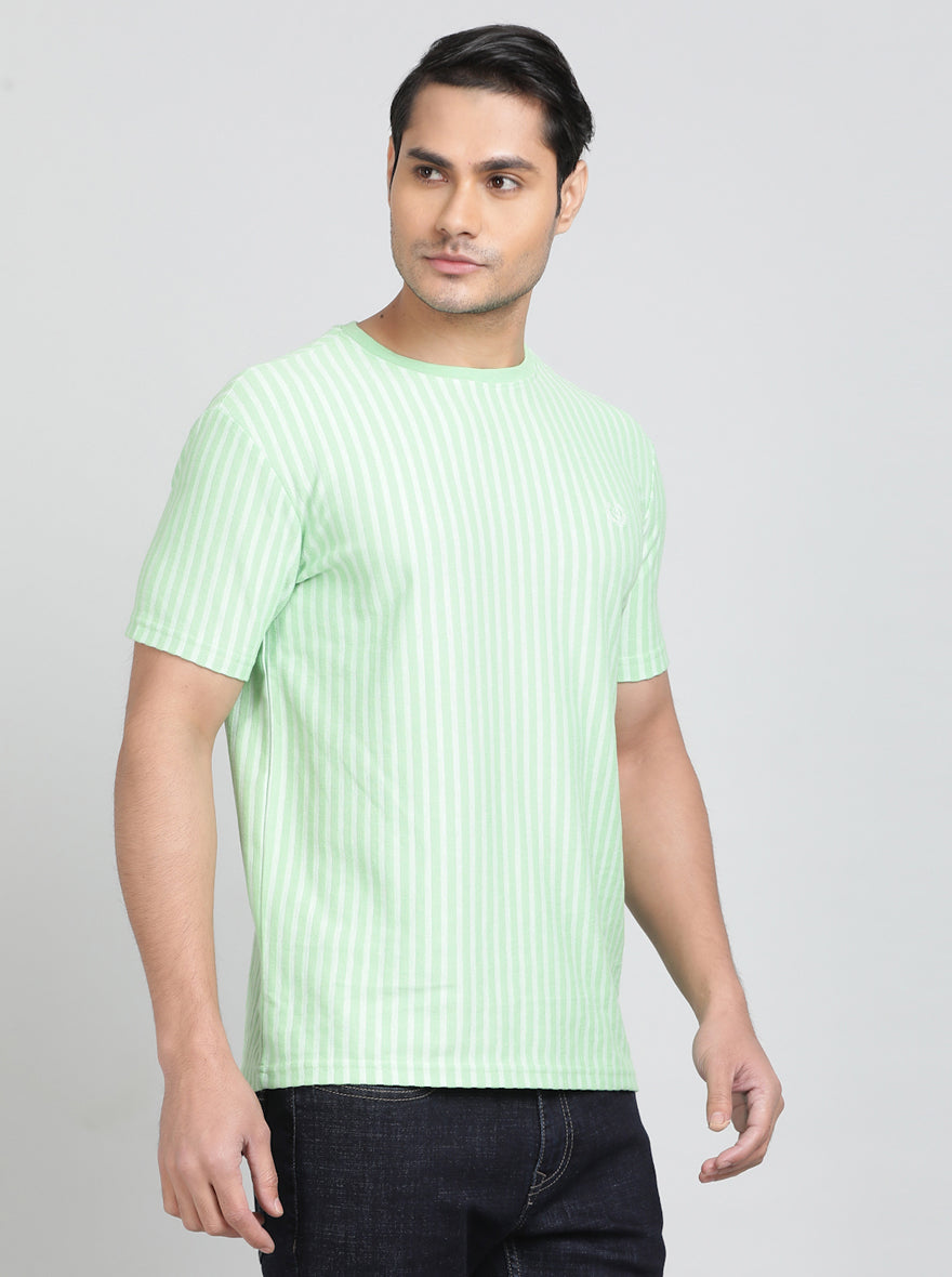 Green Striped Slim Fit T-Shirt | Greenfibre