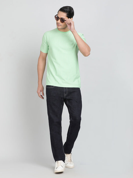 Green Striped Slim Fit T-Shirt | Greenfibre