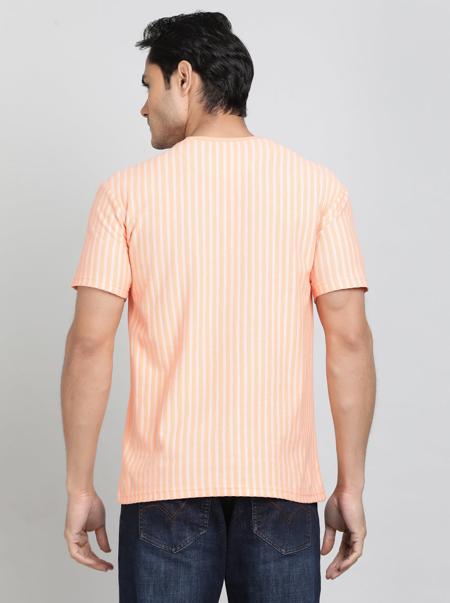 Orange Striped Slim Fit T-Shirt | Greenfibre