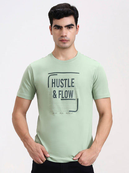 Green Printed Slim Fit T-Shirt | Greenfibre