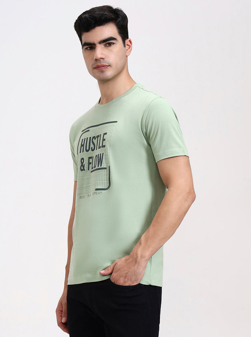 Green Printed Slim Fit T-Shirt | Greenfibre
