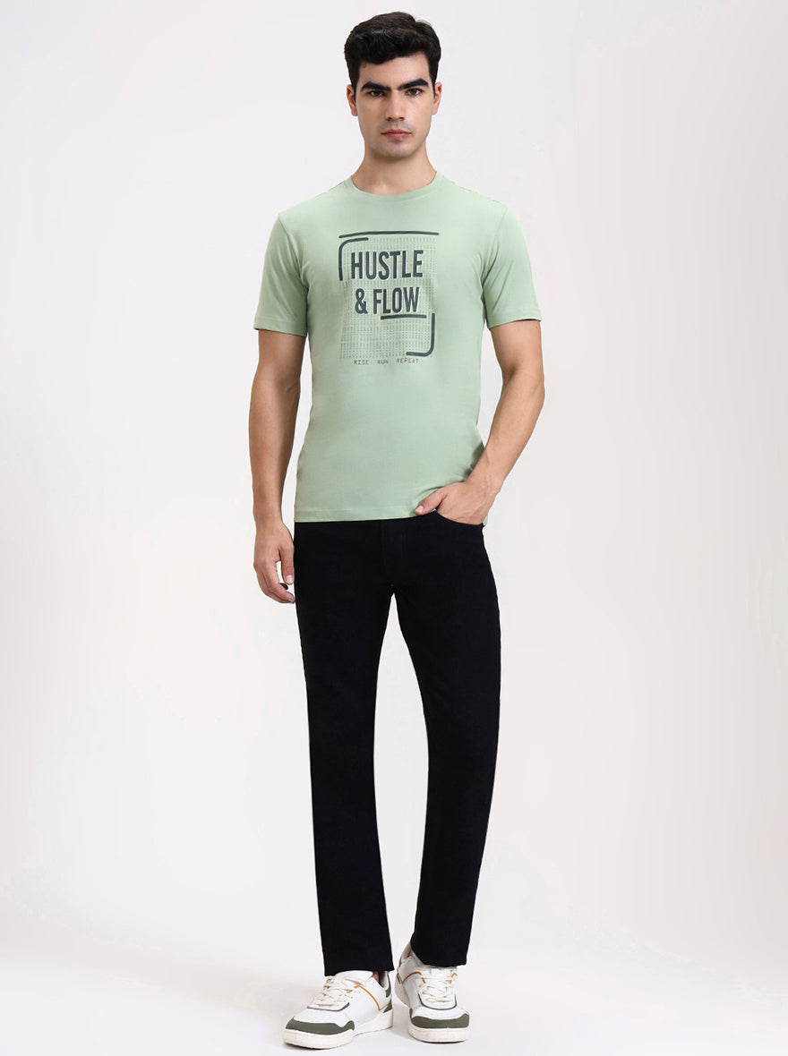 Green Printed Slim Fit T-Shirt | Greenfibre