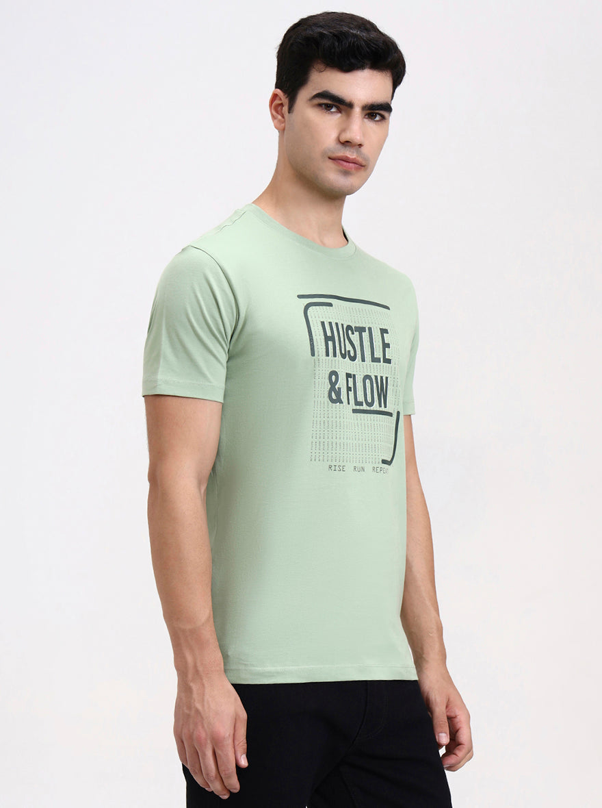 Green Printed Slim Fit T-Shirt | Greenfibre