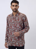 Rust Printed Slim Fit Casual Shirt | JadeBlue