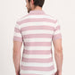 White & Mauve Striped Slim Fit Polo T-Shirt | Greenfibre