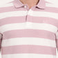 White & Mauve Striped Slim Fit Polo T-Shirt | Greenfibre