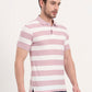 White & Mauve Striped Slim Fit Polo T-Shirt | Greenfibre