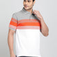 Orange Striped Slim Fit Polo T-Shirt | Greenfibre