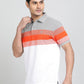 Orange Striped Slim Fit Polo T-Shirt | Greenfibre