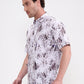 Light Grey Printed Slim Fit Casual Shirt | Greenfibre