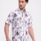 Light Grey Printed Slim Fit Casual Shirt | Greenfibre