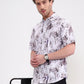 Light Grey Printed Slim Fit Casual Shirt | Greenfibre