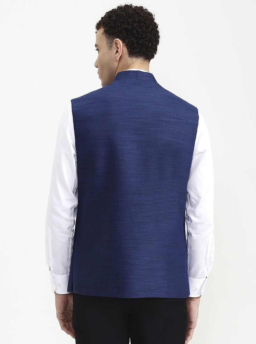 Blue Solid  Waistcoat | Greenfibre