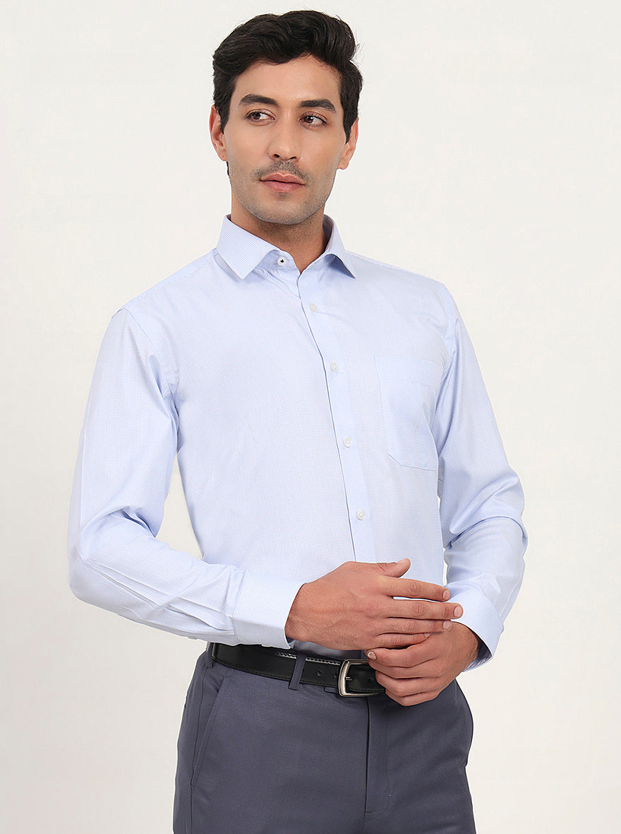 Sky Blue Solid Slim Fit Formal Shirt | Greenfibre