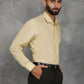 Yellow Striped Regular Fit Formal Shirt | GreenFibre