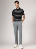 Grey Solid Neo Fit Casual Trouser | Greenfibre