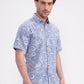 Blue Printed Regular Fit Casual Shirt | Greenfibre