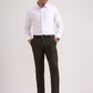 Olive Brown Solid Slim Fit Formal Trouser | Greenfibre
