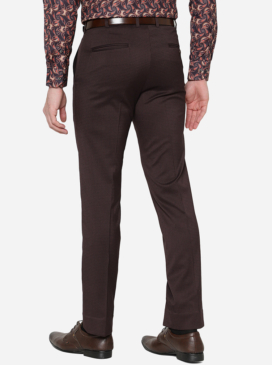 Brown Checked Slim Fit Formal Trouser | JB Studio