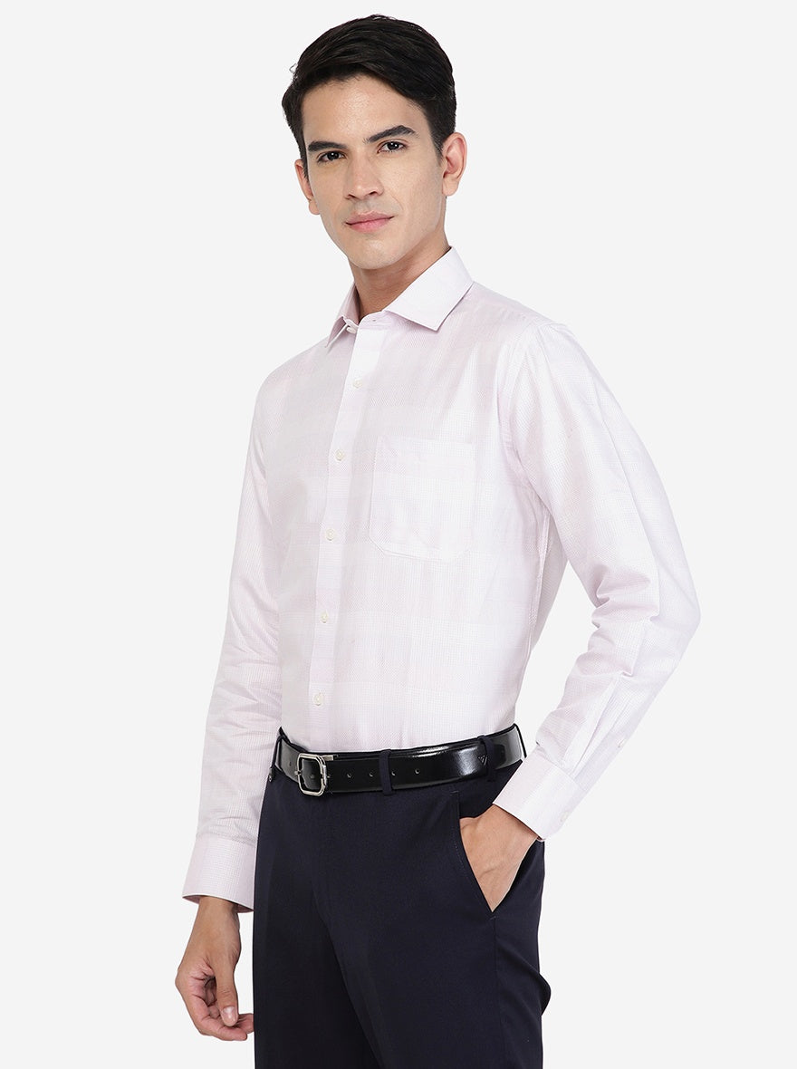 Light Pink Solid Regular Fit Formal Shirt | Greenfibre