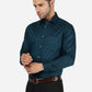 Peacock Blue Printed Slim Fit Formal Shirt | Greenfibre