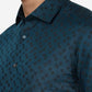 Peacock Blue Printed Slim Fit Formal Shirt | Greenfibre