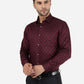 Maroon Printed Slim Fit Formal Shirt | Greenfibre