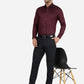 Maroon Printed Slim Fit Formal Shirt | Greenfibre