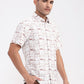 Beige Printed Slim Fit Casual Shirt | Greenfibre